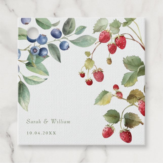Romantisk vild Sommerbär bröllopsförmån Märkre Gåvor Etiketter (Framsida)