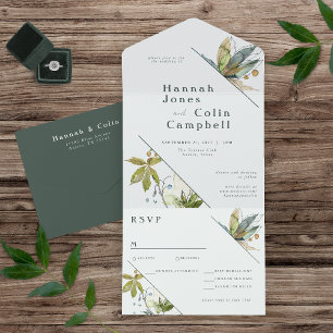 Romantisk Vines Minimal Garden Grönt Blue