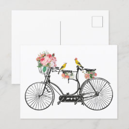 Romantisk Vintage Bicycle Flowers & Birds Helg Vykort