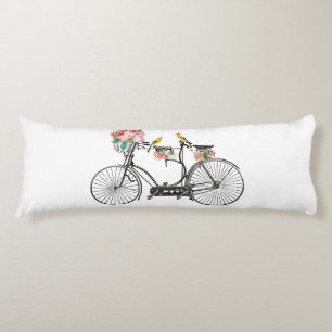 Romantisk Vintage Bicycle Flowers & Birds Kroppskudde