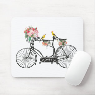 Romantisk Vintage Bicycle Flowers & Birds Musmatta