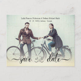 Romantisk Vintage Bike Personligt bröllp par Photo Vykort