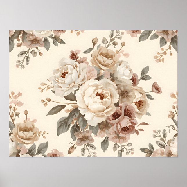 Romantisk vintage blommig bukettmönster poster (Framsidan)