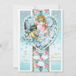 Romantisk Vintage Blommigt Valentine Julkort