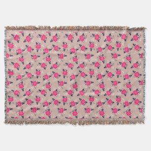 Romantisk Vintage Blommönster med inspirerad Rosa Mysfilt