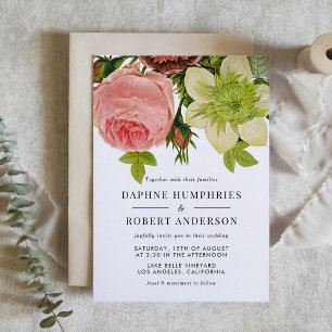 Romantisk Vintage Botaniska Bröllop Inbjudningar