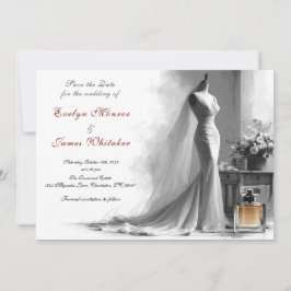 Romantisk Vintage Bröllop Save the date Inbjudningar