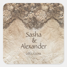 Romantisk vintage country spets fyrkantigt klistermärke