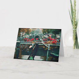 Romantisk Vintage Cykel Alla Hjärtans Dag-kort Kort