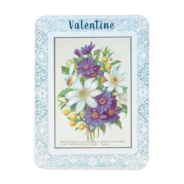 Romantisk Vintage Flowers Snöre Gräns Valentine Magnet (Vertikal)