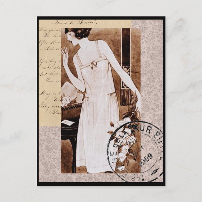 Romantisk Vintage Fransk Stil vykort (Framsida)