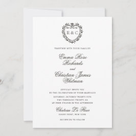 Romantisk Vintage Monogram Kröningsdag Bröllop Inbjudningar
