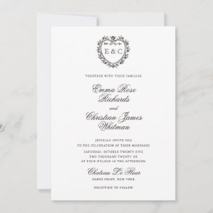 Romantisk Vintage Monogram Kröningsdag Bröllop Inbjudningar