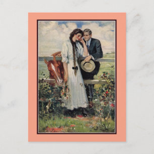 Romantisk vintage och hästmålning vykort