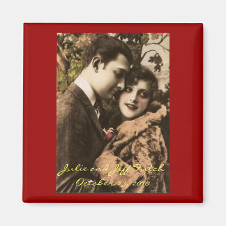 Romantisk vintage par fotomagnet magnet