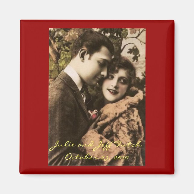 Romantisk vintage par fotomagnet magnet (Framsidan)