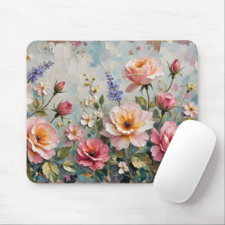 Romantisk Vintage Ro i Rosa och persikokläder Musmatta