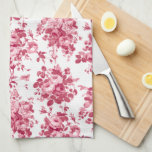 Romantisk Vintage Ro-Rosa på vit  Kökshandduk<br><div class="desc">Elegant Sömlöst antikt vintage monokrom rosa ros på vit bakgrund.</div>