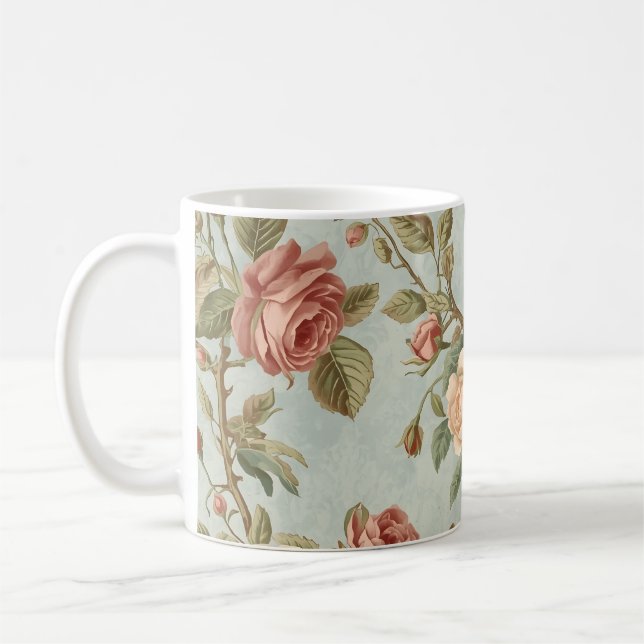 Romantisk vintage rosengård kaffemugg (Vänster)