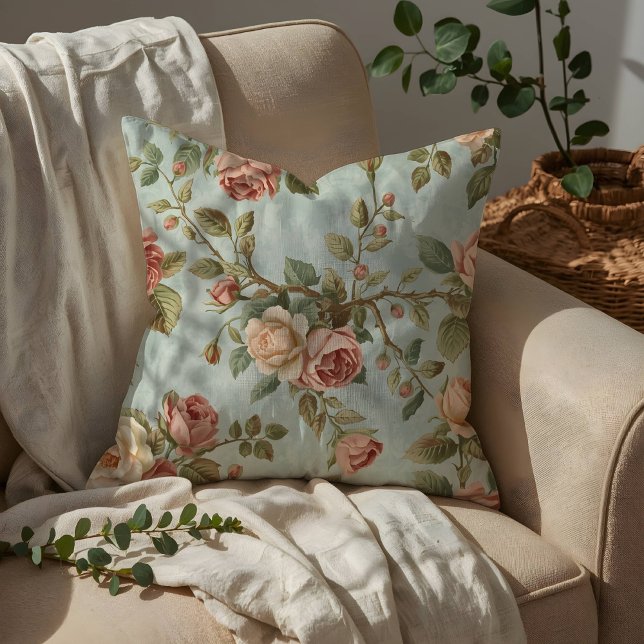 Romantisk vintage rosengård kudde (Skapare uppladdad)