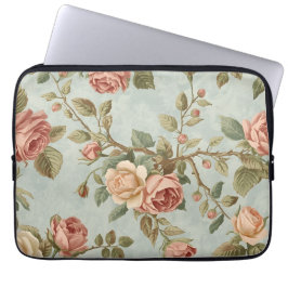 Romantisk vintage rosträdgård laptop fodral