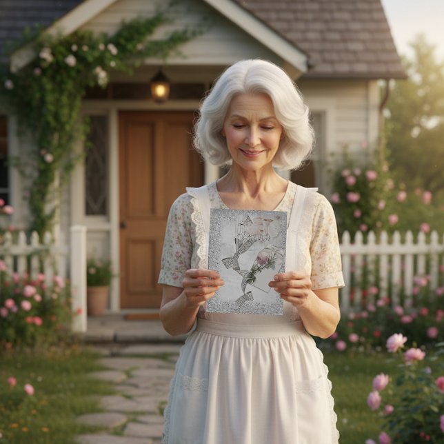 Romantisk Vintage Silver Elegans Vykort (Skapare uppladdad)