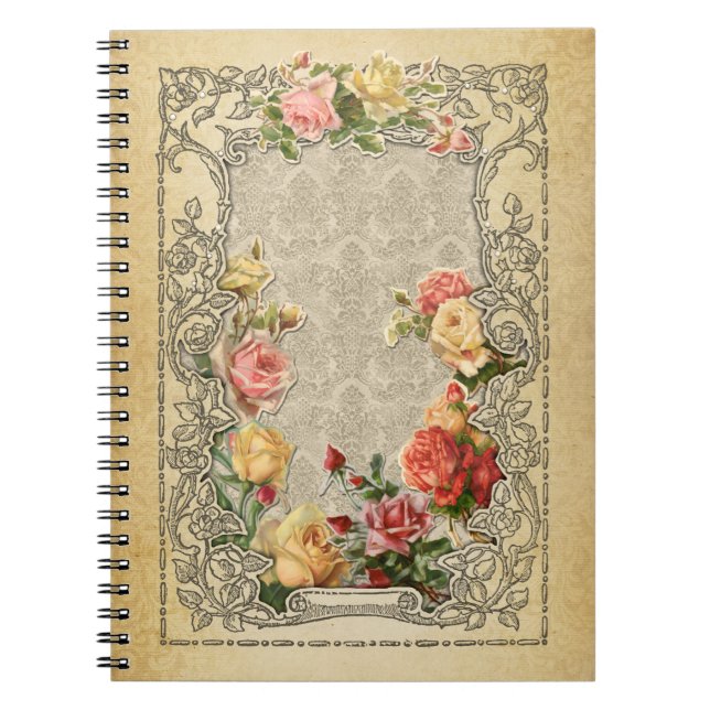 Romantisk Vintage skulpterad Stil Ro Anteckningsbok Med Spiral (Framsidan)
