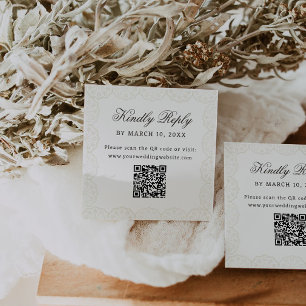 Romantisk Vintage Spets Ram QR-kod Bröllop Tilläggskort