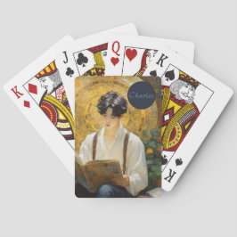 Romantisk Vintage Stil Art of Boy Reading Casinokort
