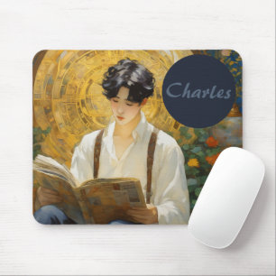 Romantisk Vintage Stil Art of Boy Reading Musmatta