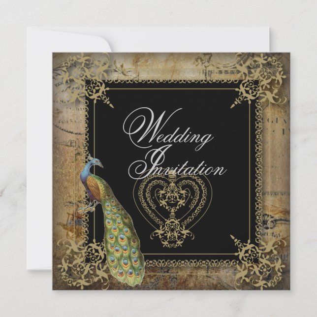 romantisk vintage turkos teal fredsock bröllop inbjudningar (Framsida)