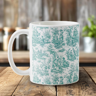 Romantisk Vintage Turkos Toile Fransk Landsbygd Kaffemugg