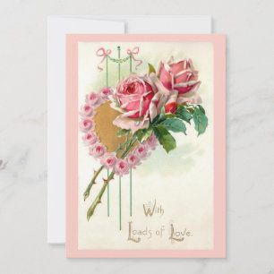 Romantisk Vintage Valentine Heart och Ro Julkort