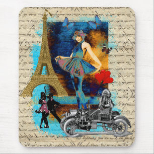 Romantisk vintageParis collage Musmatta