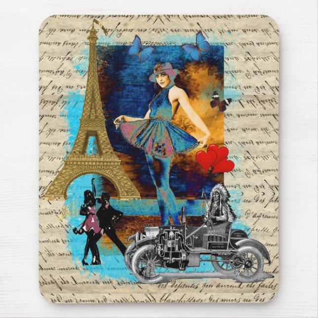 Romantisk vintageParis collage Musmatta (Framsidan)