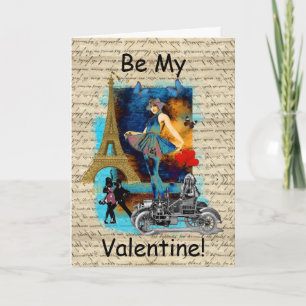 Romantisk vintageParis valentines Helgkort