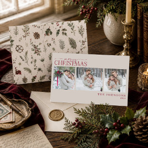 Romantisk vinter botanisk nygift julfoto julkort