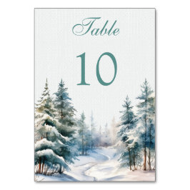 Romantisk vinterskog Bröllop Bordsnummer