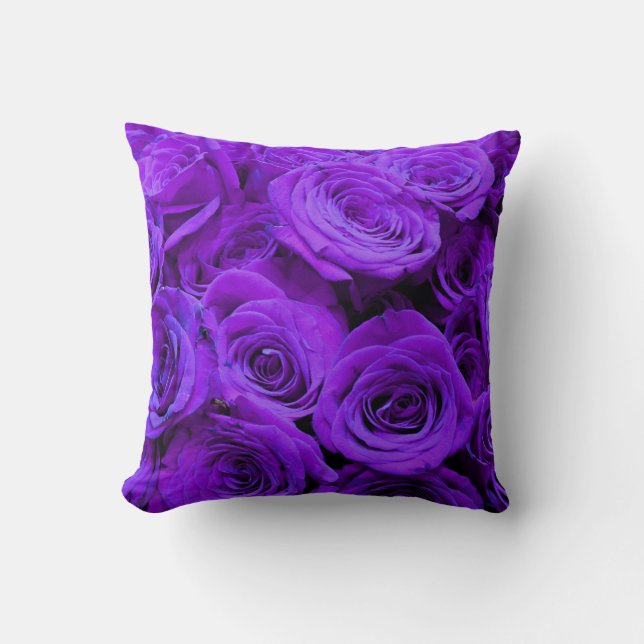 romantisk violet lila ro, söt bukett med rosor kudde (Framsida)