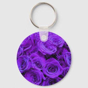 romantisk violet lila ro, söt bukett med rosor nyckelring
