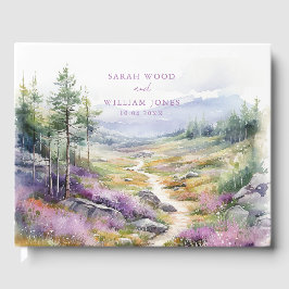 Romantisk violett vild blommor Bröllop Guest Bok