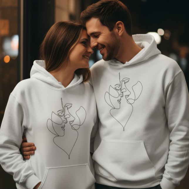Romantisk vit hoodie för par (Skapare uppladdad)