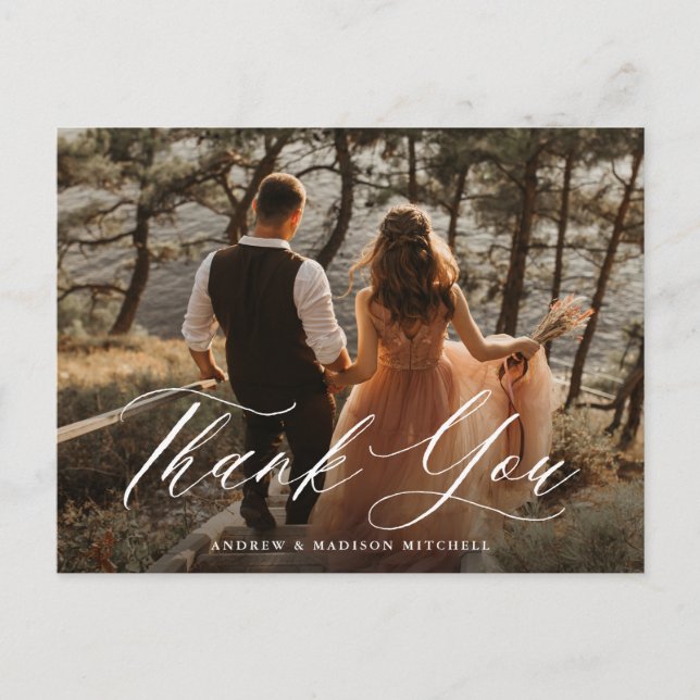 Romantisk vit kalligrafi - foto Tack Vykort (Framsida)