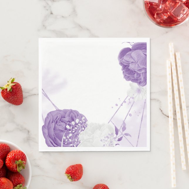 romantisk vit och lila bröllop pappersservett (Insitu)
