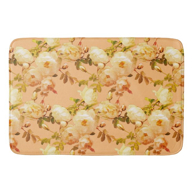 Romantisk vit ros på orange badrumsmatta (Framsidan)