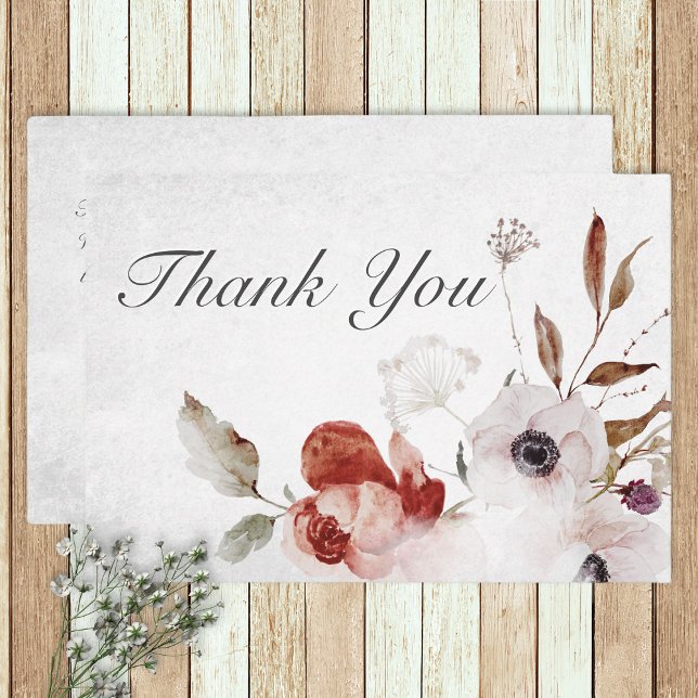 Romantisk vit Rosa Blommigt Bröllop - tackkort Tack Kort (Skapare uppladdad)