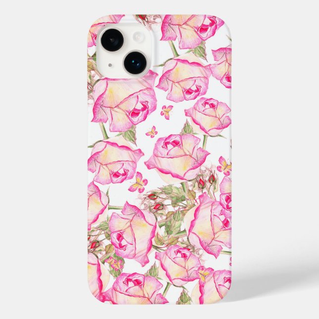 Romantisk vit rosa gul sommar ros blomster- (Baksida)