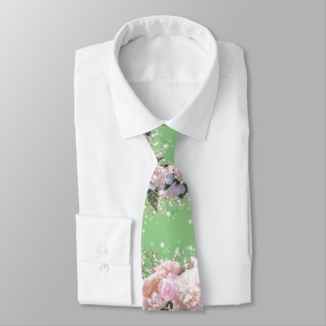 Romantisk vit rosa vattenområden, vita blommor ros slips (Bunden)