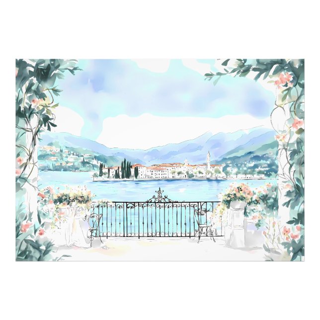 Romantisk vy över Sjö Como Fototryck (Framsidan)