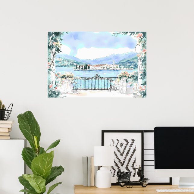 Romantisk vy över Sjö Como Poster (Hemmakontoret)